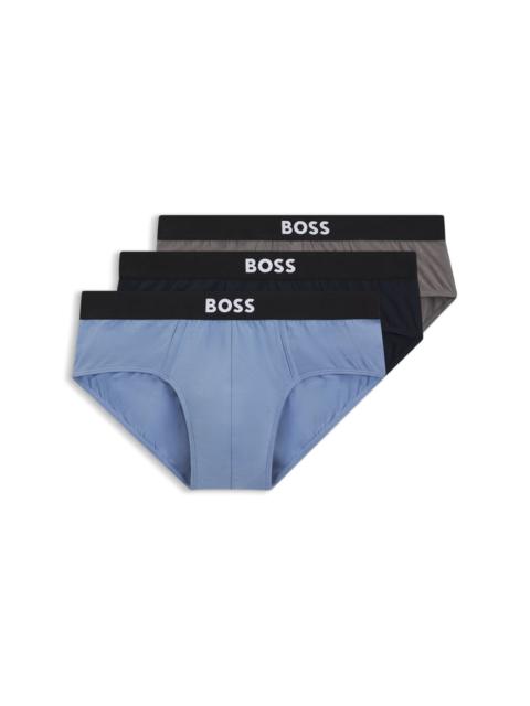 BOSS THREE-PACK OF LOGO-WAISTBAND BRIEFS IN STRETCH COTTON