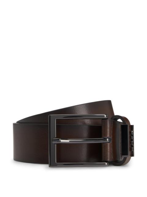 BOSS ITALIAN LEATHER BELT WITH BRUSHED GUNMETAL HARDWARE