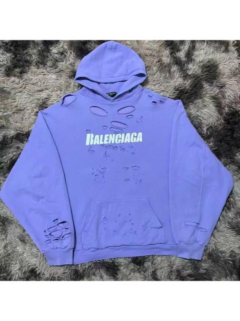 BALENCIAGA Balenciaga Destroyed Hoodie 'Light Purple/White'