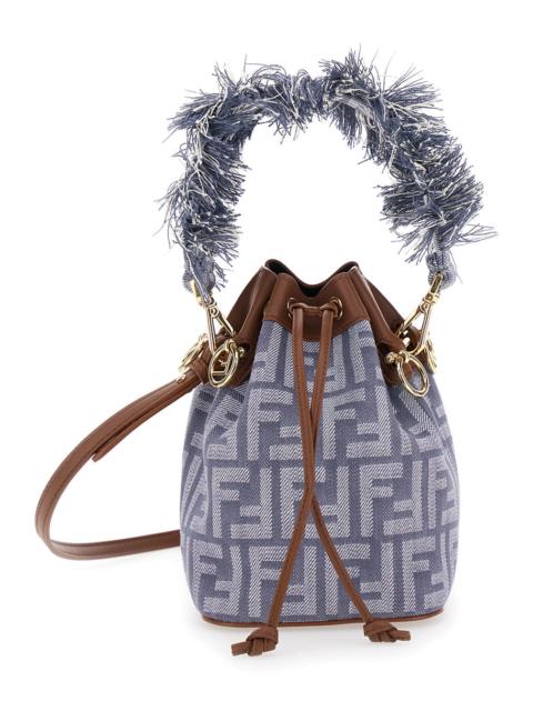 FENDI Fendi Women 'Mon Tresor' Blue Mini Handbag With Fringed Handle And Adjustable And Removable Shoulder