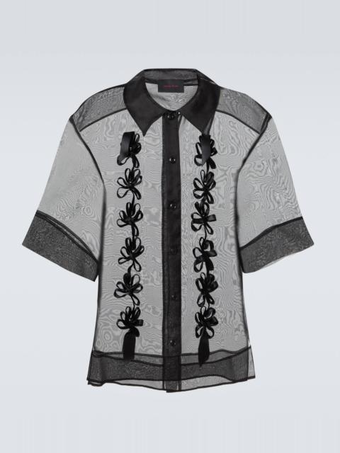 Simone Rocha Floral-appliqué sheer silk shirt