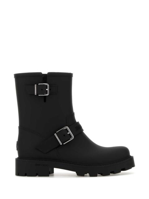 JIMMY CHOO Jimmy Choo Women Black Rubber Biker Rain Ankle Boots