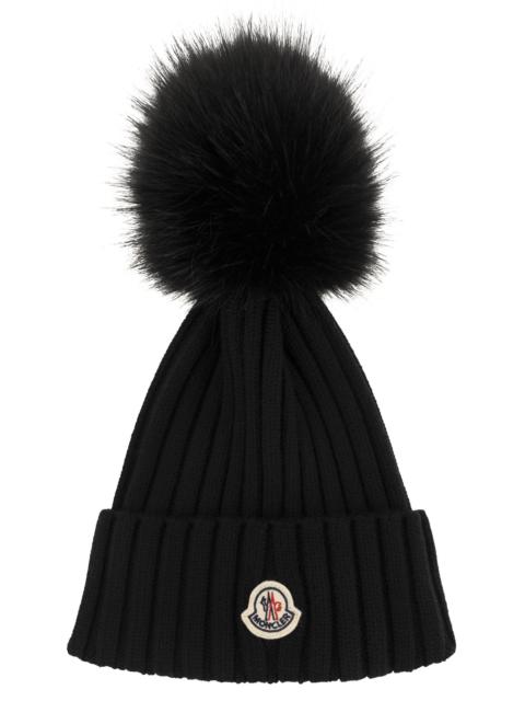 Moncler Moncler Women Wool Cap With Synthetic Pompom