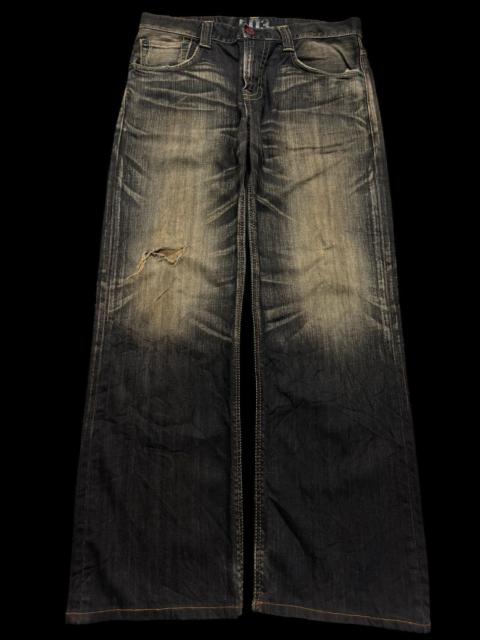 Vintage - 💥Flare💥90s Edwin 503 Blue Trip Rusty Mudwash Distress Jean