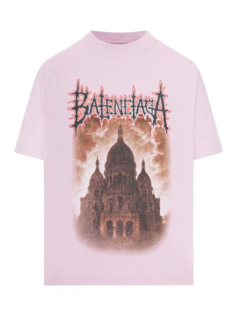 BALENCIAGA CREWNECK COTTON T-SHIRT WITH PRINT