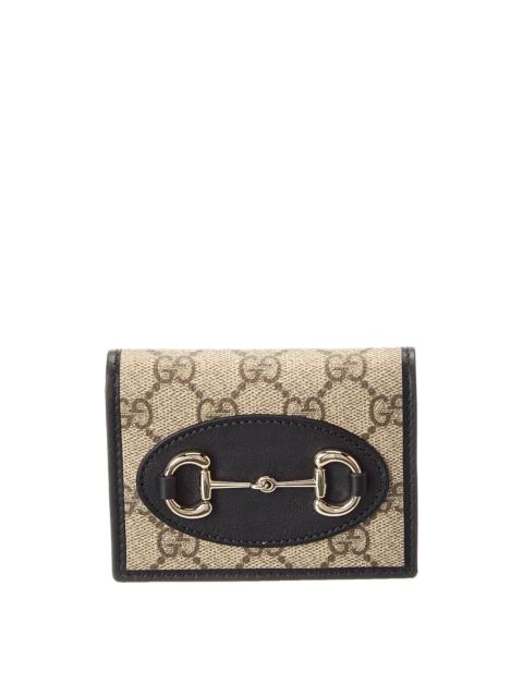 GUCCI Gucci Horsebit 1955 GG Supreme Canvas & Leather Card Case