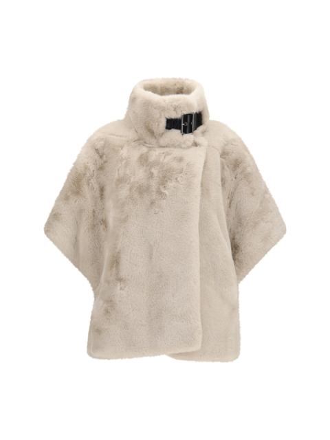 PINKO Pinko Faux Fur Jacket with Buckle Beige
