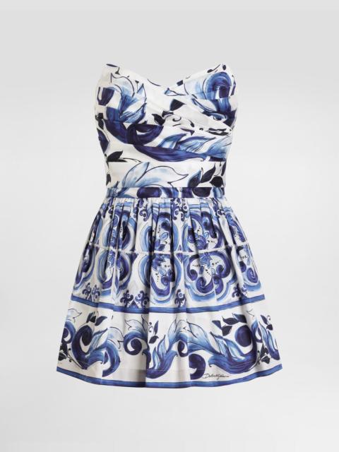 Dolce & Gabbana Majolica-print cotton satin dress