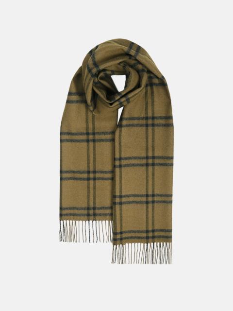 GLOVERALL Unisex Oversized Lambswool Scarf Ochre Check