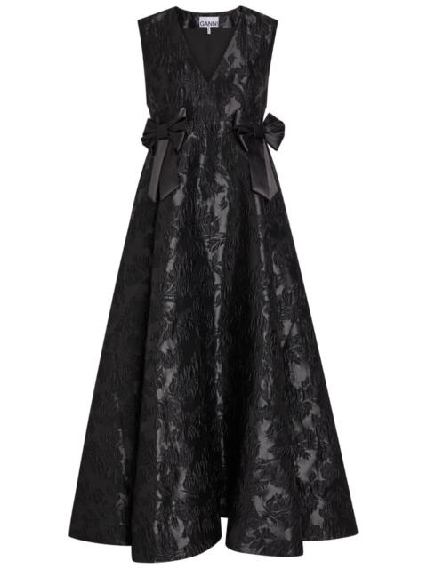 GANNI Ganni Floral-jacquard Cloqué Midi Dress