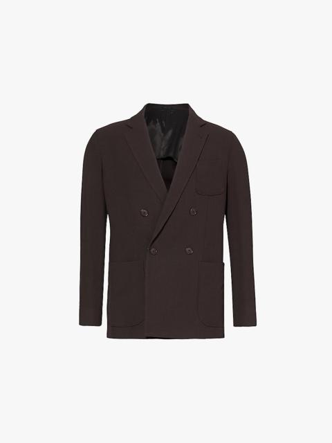 Pleated notched-lapels regular-fit wool-blend blazer