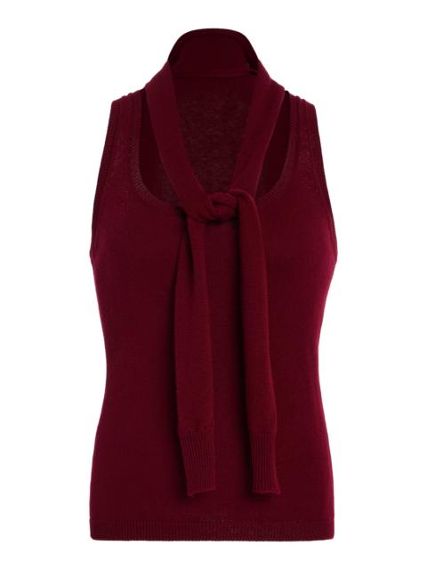 MATTHEW BRUCH Scarf-Neck Knit Wool-Cotton Tank Top burgundy