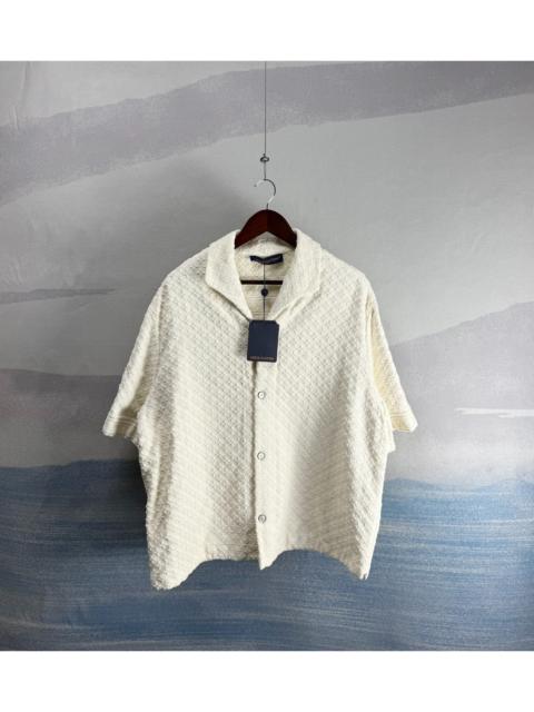 Louis Vuitton Louis Vuitton Beige Short-Sleeve Terry Shirt with Allover Embossed Monogram