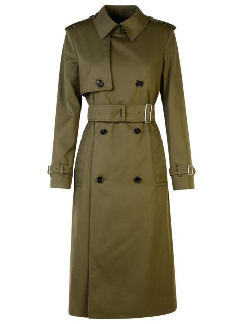 Burberry Green Cotton Blend Trench Coat Woman