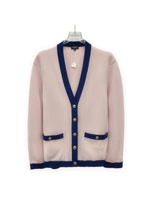 CHANEL Chanel Light Pink Goat Cashmere V-Neck Single-Breasted Knit Cardigan Jacket