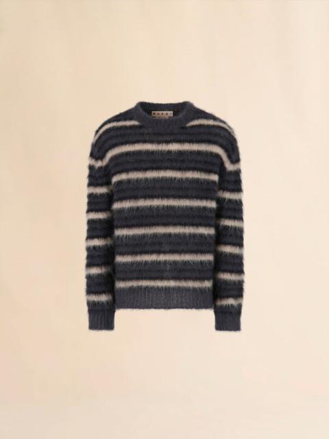 Marni DARK GRAY STRIPED MOHAIR SWEATER