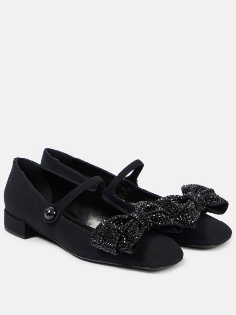 Bowjane embellished crêpe Mary Jane flats