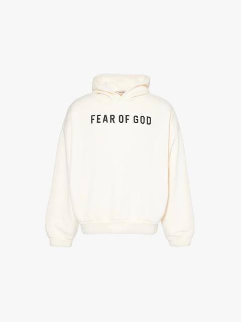 Flocked-text relaxed-fit cotton-jersey hoody