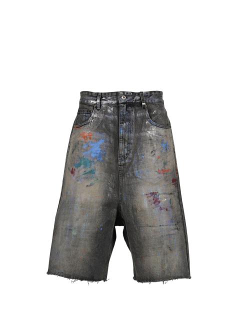 We11done BLACK MENS PAINTED DENIM SHORTS / BLK