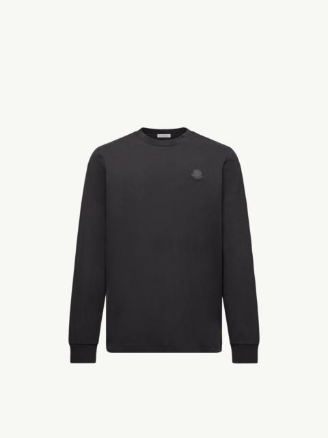 Moncler Leather Logo Long Sleeve Cotton T-Shirt