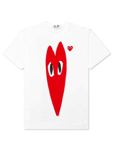Comme des Garçons PLAY COMME DES GARCONS PLAY RED EMBLEM LONG HEART T-SHIRT - WHITE
