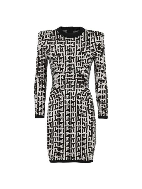 Balmain Balmain Jacquard Monogram Mini Dress, Brand Size 40 (US Size 8)