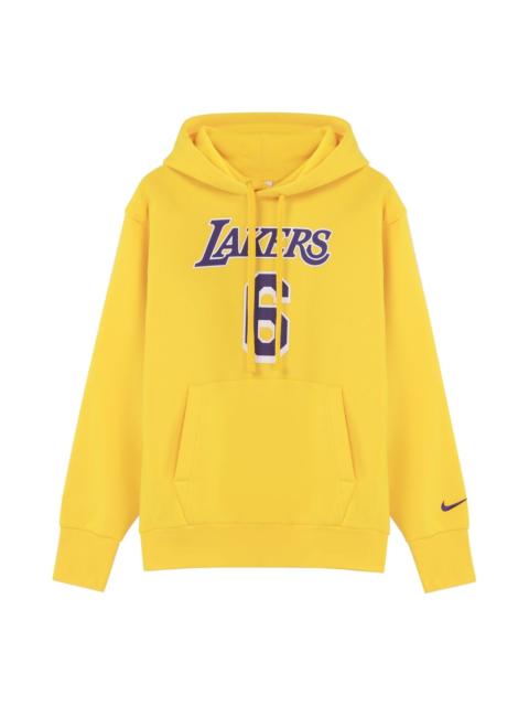 Nike Men's Nike Los Angeles Lakers Lebron James No. 6 Solid Color Alphabet Printing Pullover Fleece Lined