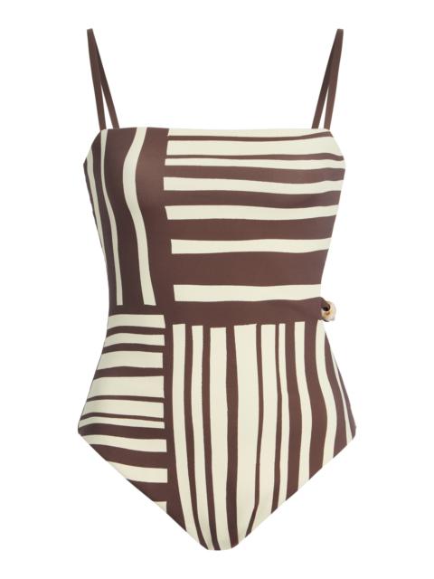 SIR. Linocut One-Piece Swimsuit brown