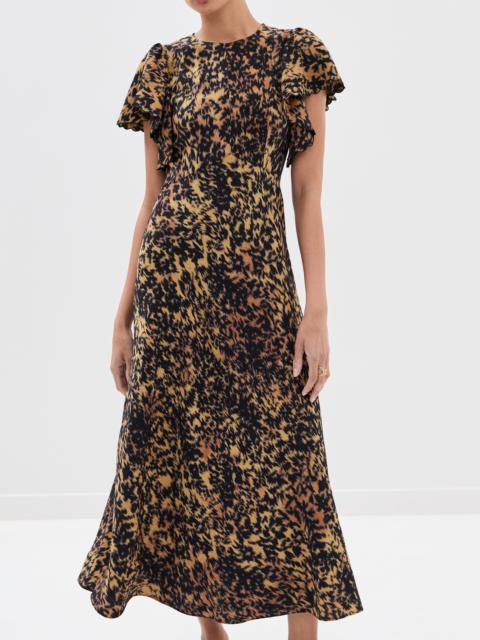 ULLA JOHNSON Blithe Flutter Sleeve Midi Dress