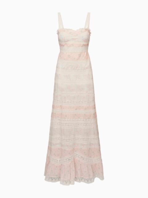 LoveShackFancy Carwen Cotton Mixed Print Maxi Dress