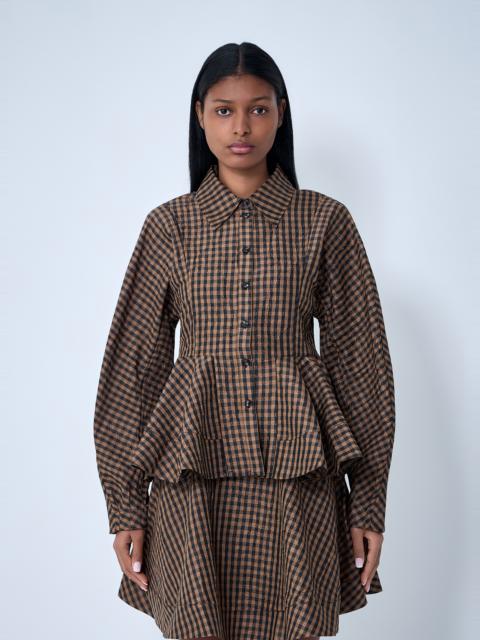 GANNI Crinkle Peplum Shirt