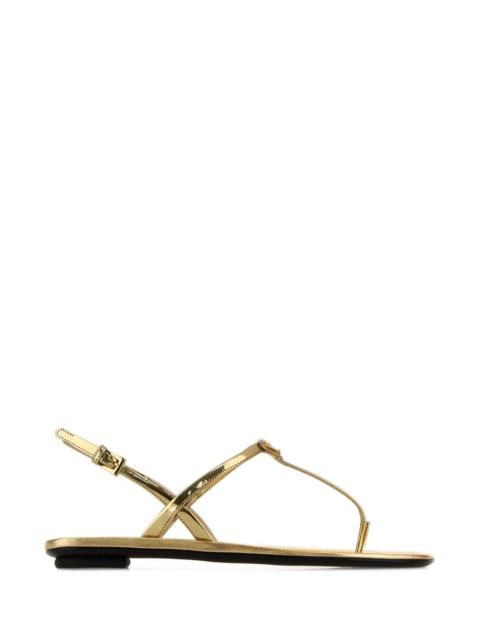 Prada Prada Women Gold Leather Thong Sandals