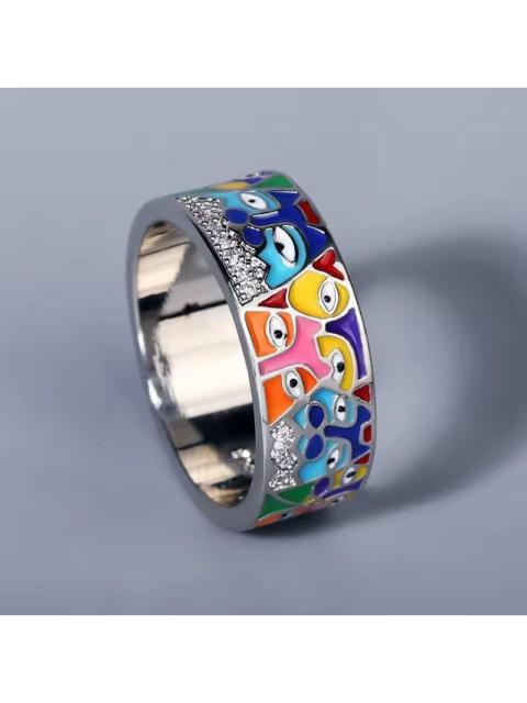 Other Designers Jewelry - Creative Face Art Enamel Ring ( Size 6-10 )