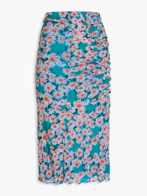 DIANE VON FURSTENBERG Willow reversible floral-print stretch-mesh midi skirt
