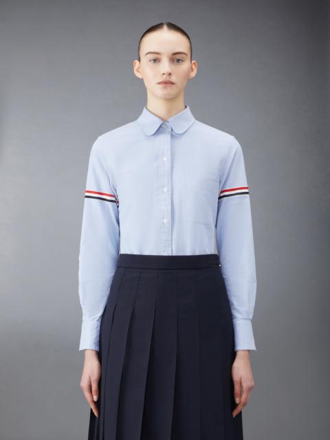 Thom Browne CLASSIC ROUND COLLAR SHIRT W/ RWB GROSGRAIN ARMBANDS IN OXFORD