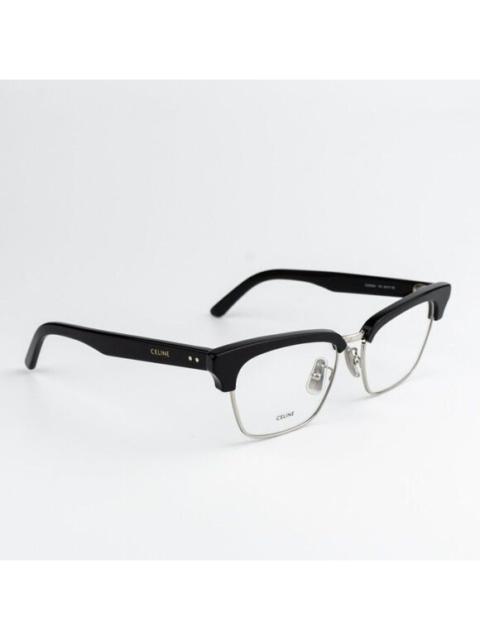 CELINE SALE! NEW Celine CL50026U 016 Shiny Palladium Black Women Square Eyeglasses