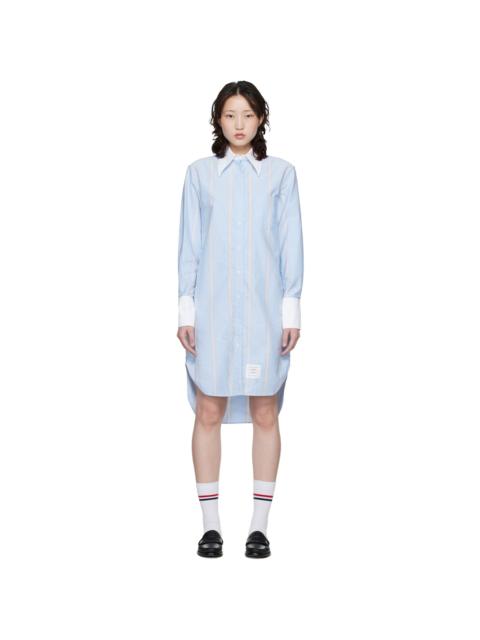 Thom Browne Blue Exaggerated Easy Fit Point Collar Shirt Minidress