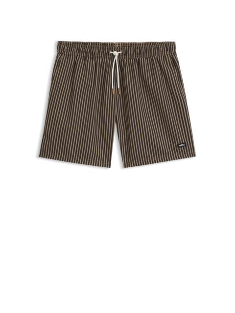BOSS STRIPED SWIM SHORTS WITH LOGO DETAILS