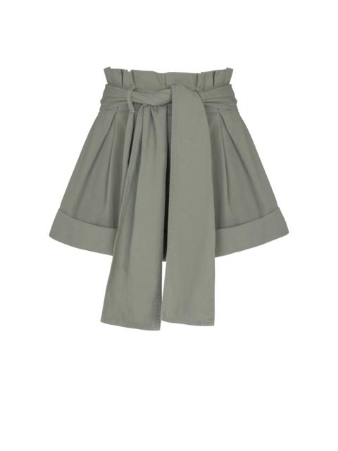 Balmain Cotton gabardine high-waisted shorts