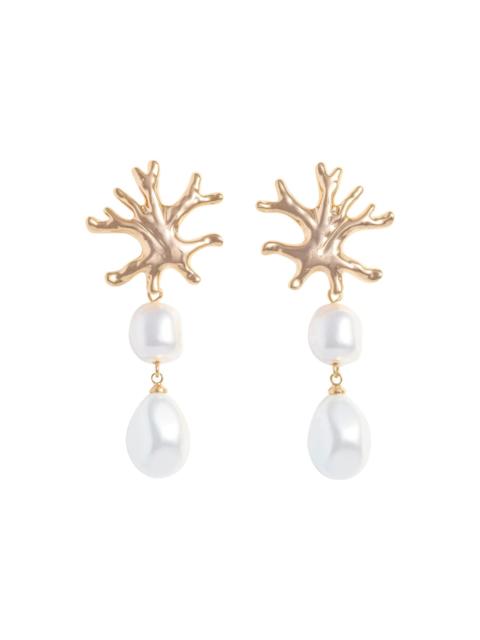 self-portrait Earrings 'gold Coral Pearl' With Pearl And Coral Details In Metallic For Women