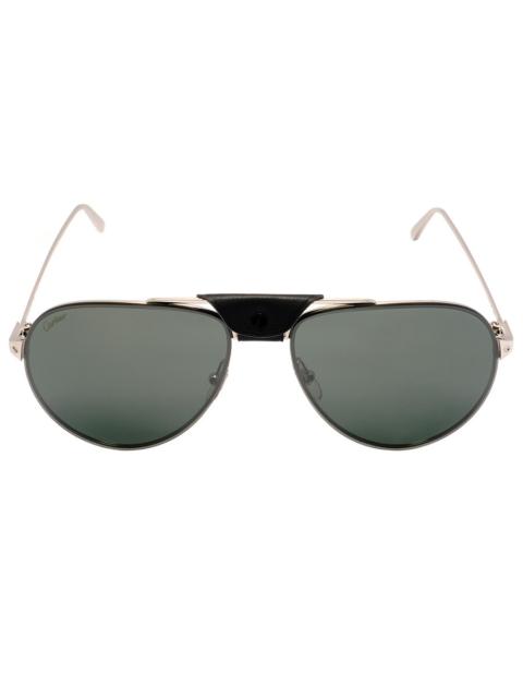 Cartier Santos de Cartier Green Pilot Men's Sunglasses CT0166S 009 62