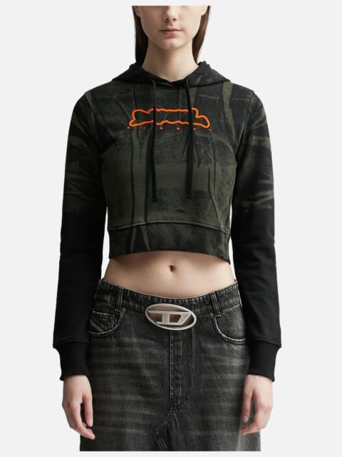 Diesel F-SLIMMY-HOOD T-SHIRT WITH CREASE-EFFECT PRINT