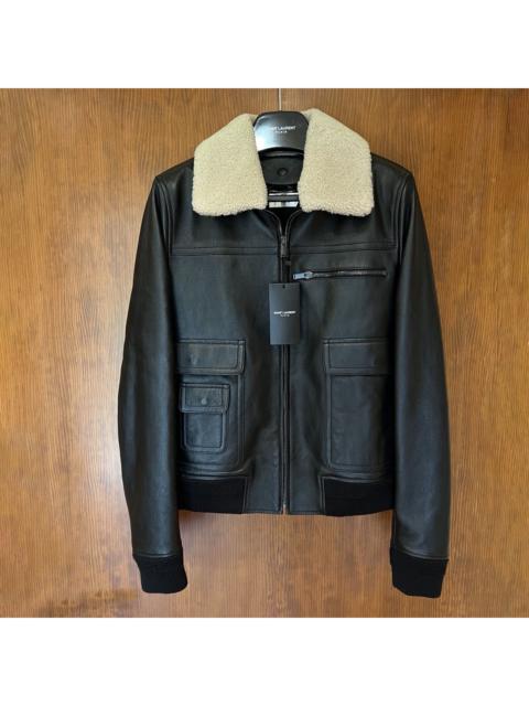 Saint Laurent Shearling Collar Leather Jacket
