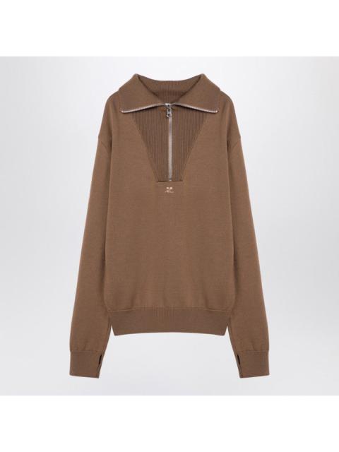 Courreges Courrèges Beige wool zip sweater
