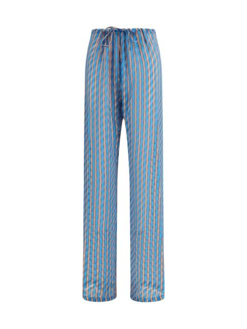 Dries Van Noten Dries Van Noten Striped Silk Blend Pants Turquoise