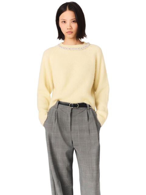 maje maje Removable jewel collar sweater in Pale Yellow at Nordstrom