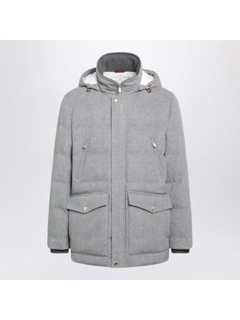 Brunello Cucinelli BRUNELLO CUCINELLI $7950 Light Gray Parka With Detachable Ho