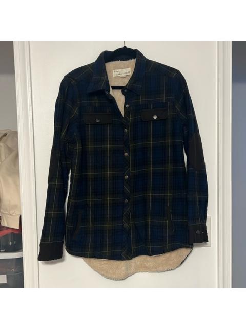 Other Designers Vintage Havana Sherpa Lined Plaid Flannel Overcoat