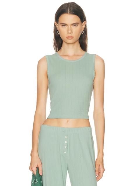LESET Pointelle Sleeveless Crewneck Top
