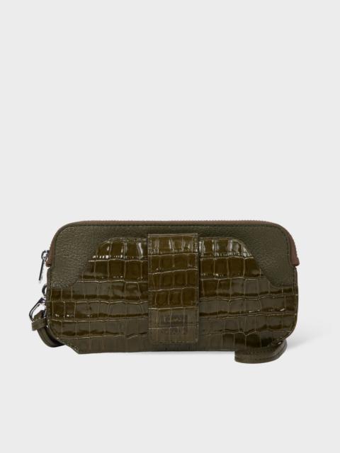Paul Smith Olive Green Croc Travel Pouch